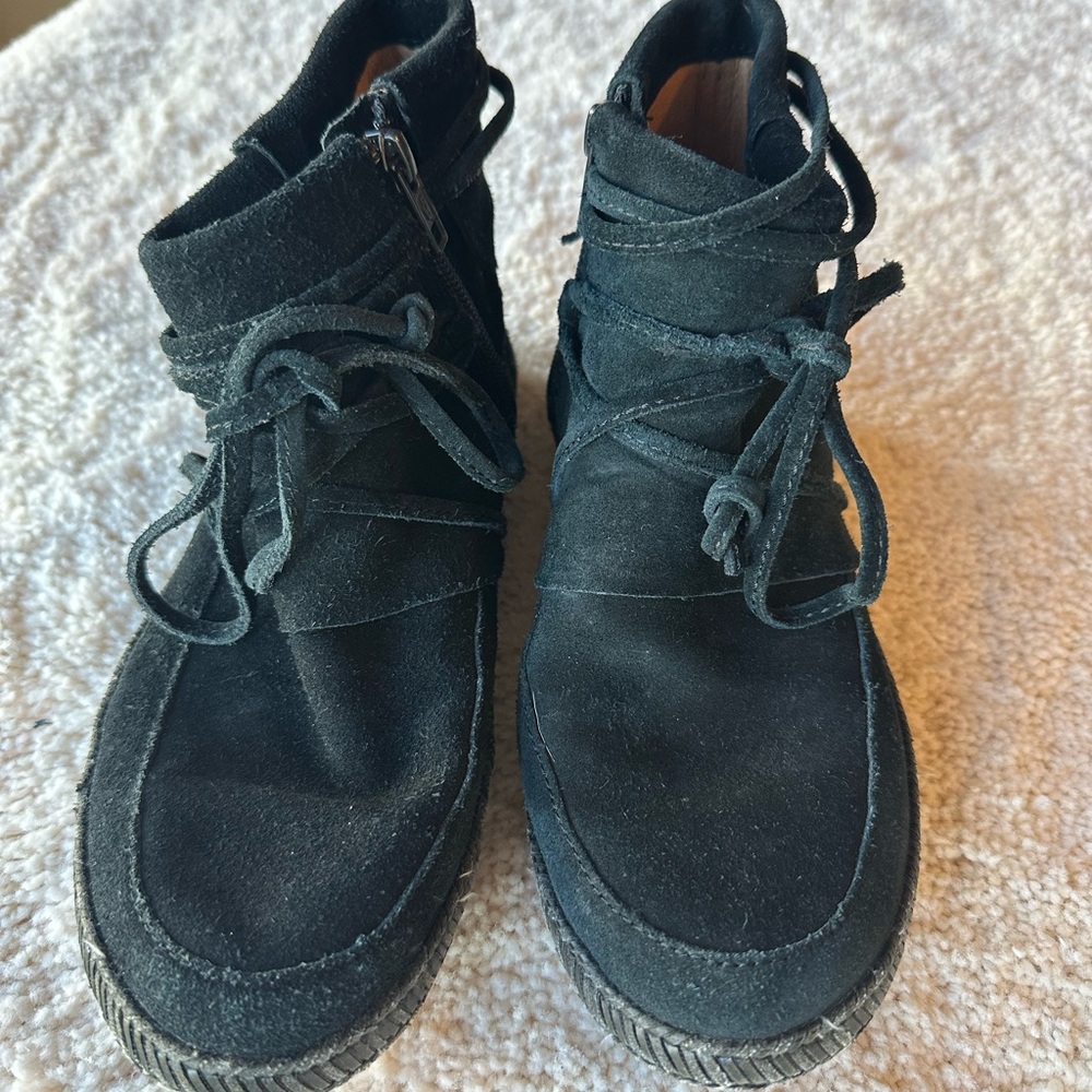 UGG Black Suede Lace-Up Ankle Boots